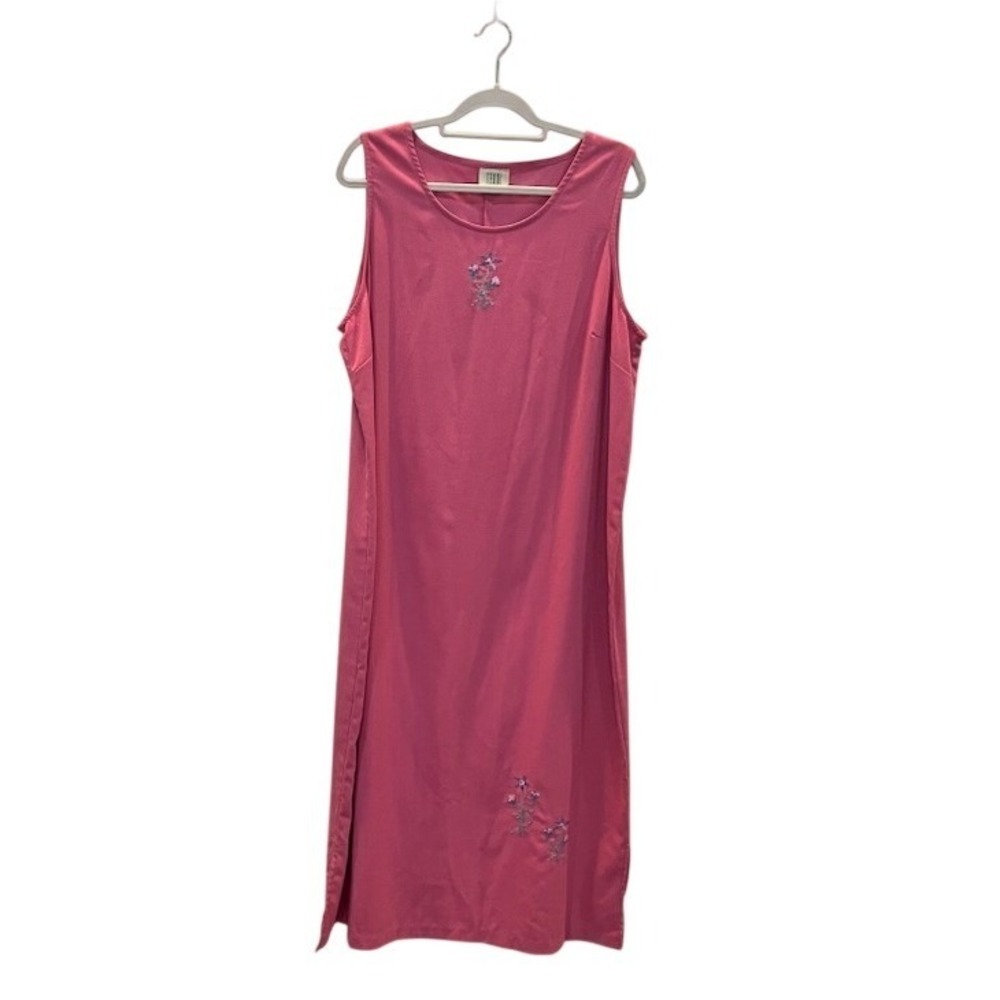 Teddi Pink Floral Embroidered Sleeveless Shift Dress Plus Size 1X Vintage